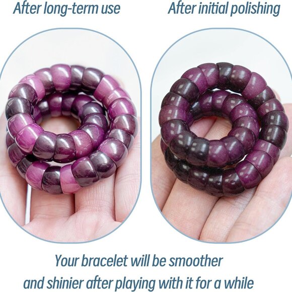 Natural Bodhi Seeds Beaded Fidget Bracelet for Stress Relief Healing Women Men - Picture 5 of 6
